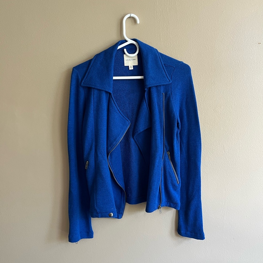 Silence + noise jacket | Blue knitted jacket asymmetrical zipper | size: S